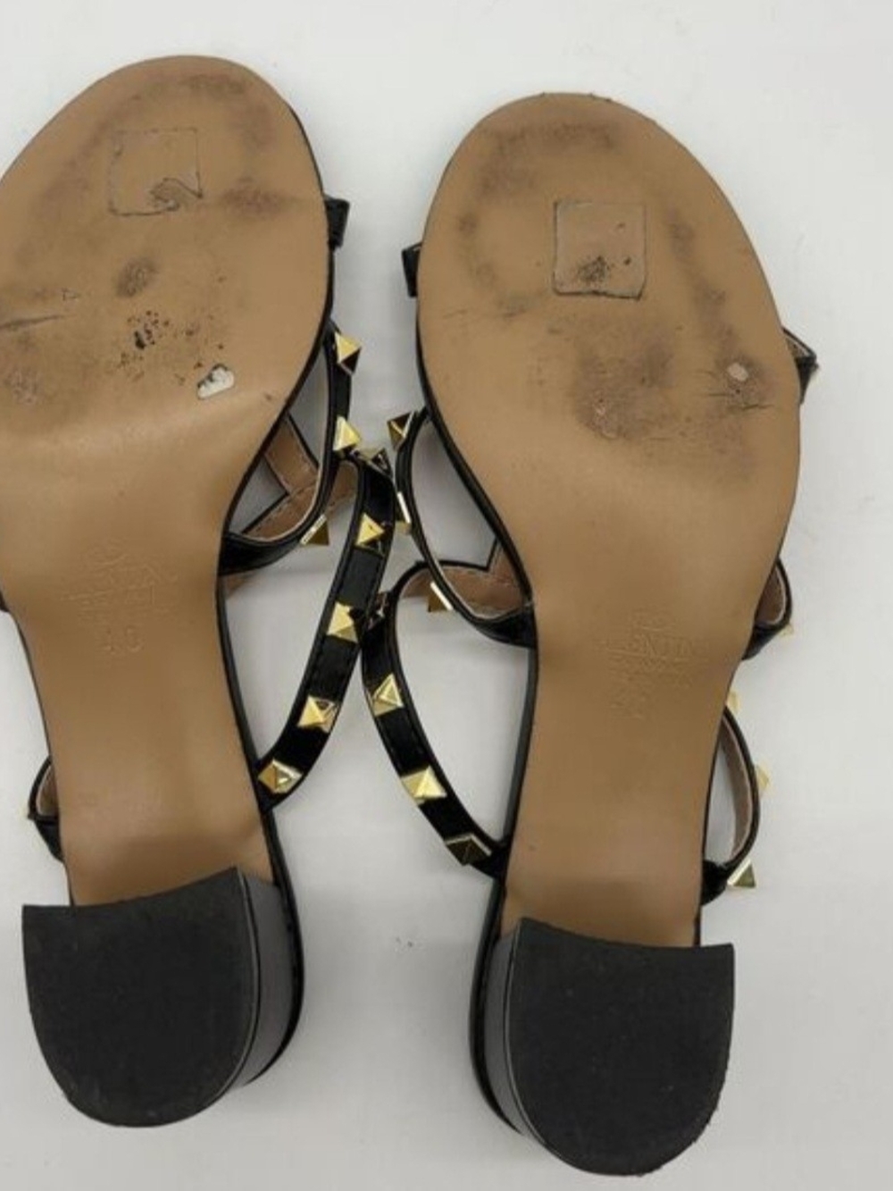 Valentino Black Leather Strappy Heels with Gold Rockstuds EU40 - Picture 3 of 4